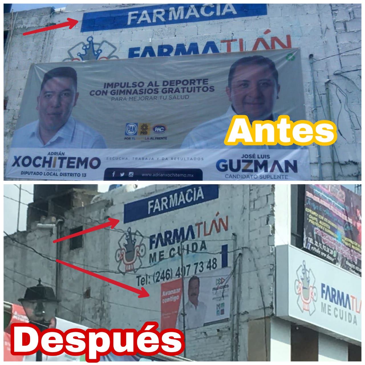 Vándalos del PRI desesperados quitan publicidad del Frente